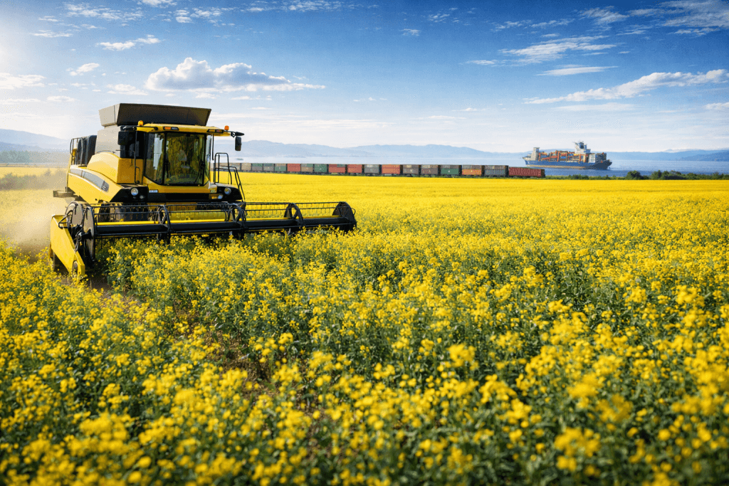 Kanada'nın sarı kanola tarlaları ve tarımsal ihracat potansiyeli.