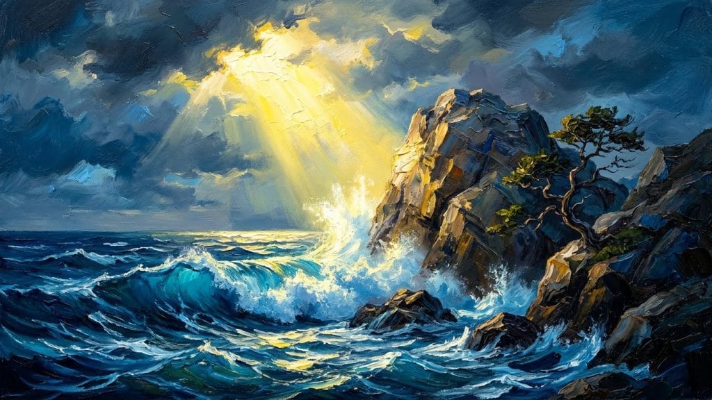 Dalgalı deniz, hayatınızdaki zorlu mücadeleleri ve sonunda kazanılacak zaferi temsil eder.