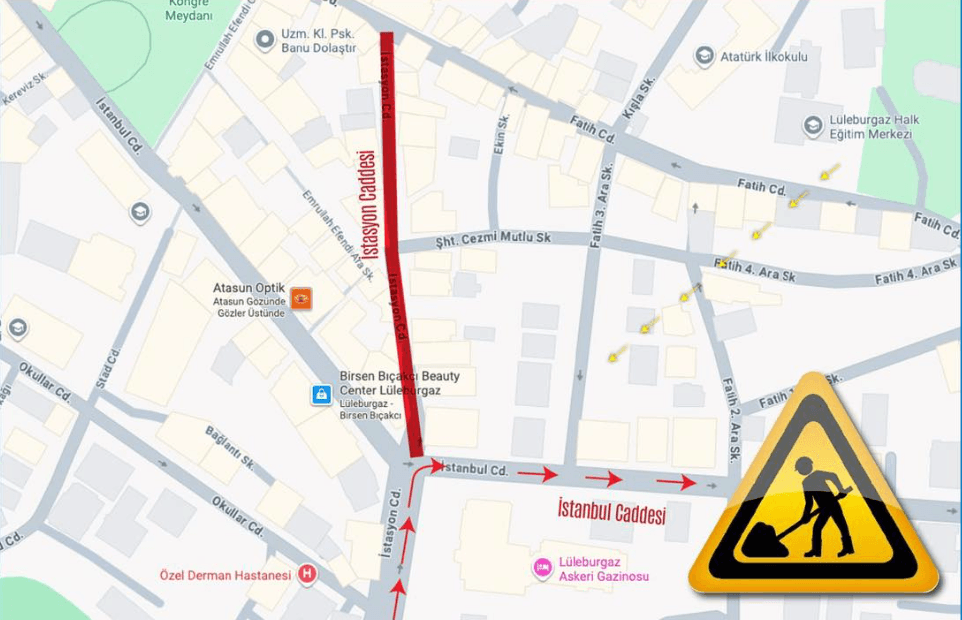 Lüleburgaz’da İstasyon Caddesi Trafiğe Kapatıldı