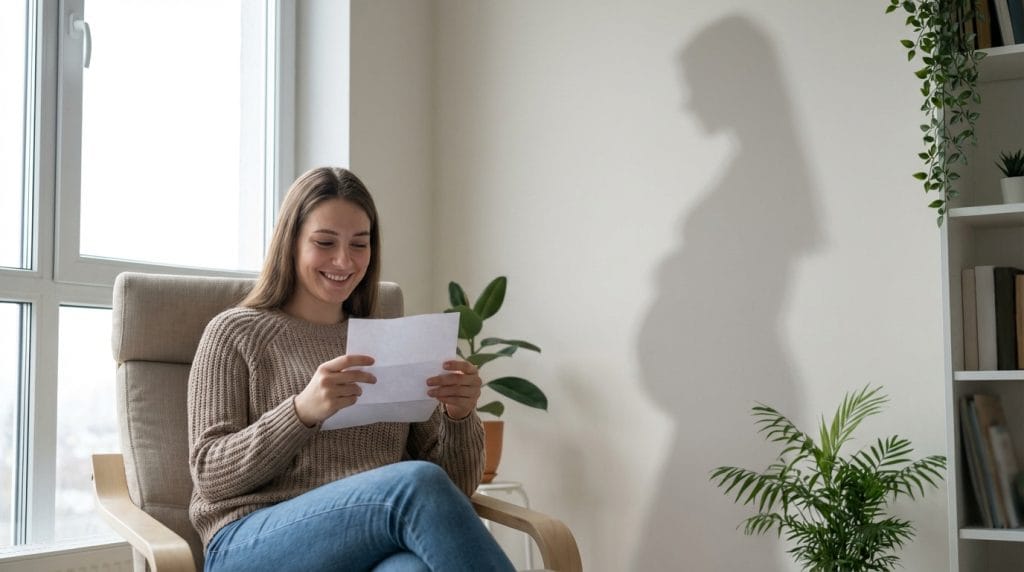 Geleceğe umutla bakan genç bir kız ve elinde tuttuğu müjdeli haber kağıdı.