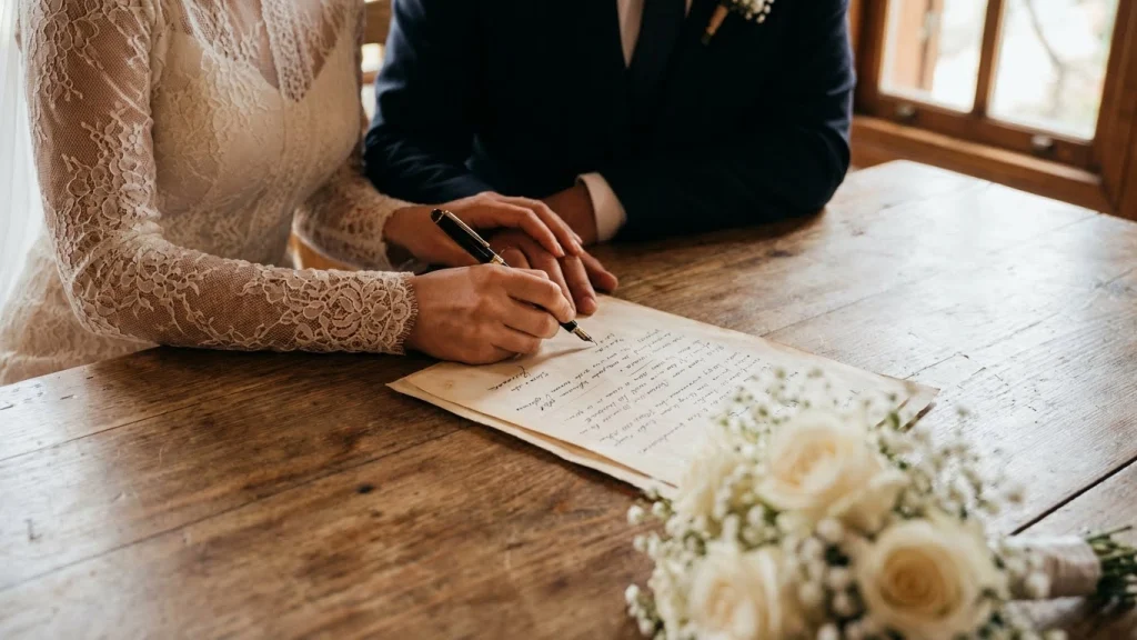 Rüyada evlilik sözleşmesi imzalamak; bağlayıcı kararlar, sorumluluklar ve geleceğe dair atılacak adımların güçlü bir sembolüdür.