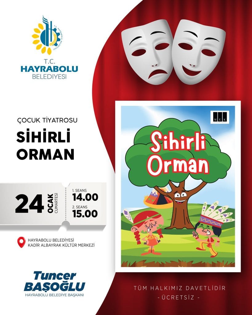 Hayrabolu Belediyesi, yarıyıl tatilinde tiyatro şöleni düzenliyor. 24 Ocak'ta sahnelenecek çocuk ve yetişkin oyunlarının saatleri ve detayları haberimizde.