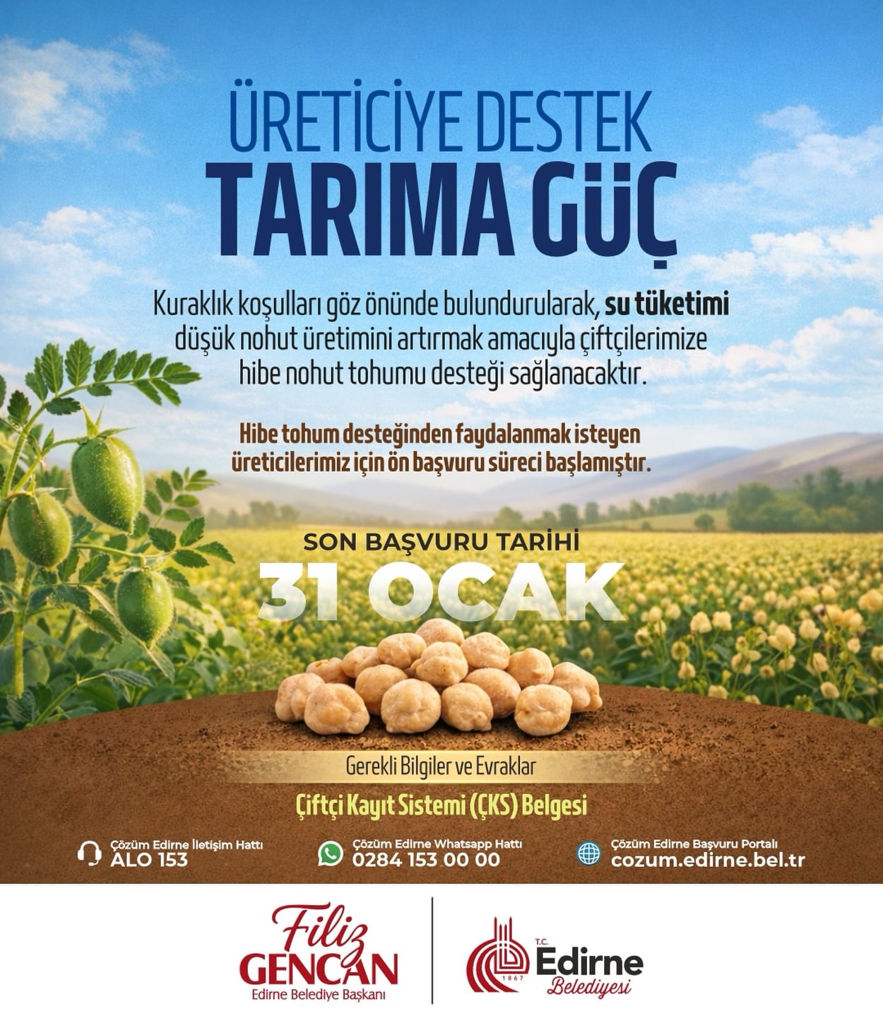 Edirne’den Kuraklığa Karşı Tohum Desteği