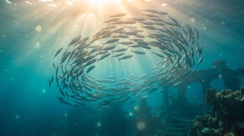 Rüyada balık sürüsü görmek, toplu kısmet, bereket ve ardı ardına gelecek güzel haberlerin habercisidir. Kalabalık ve güçlü fırsatları temsil eder.