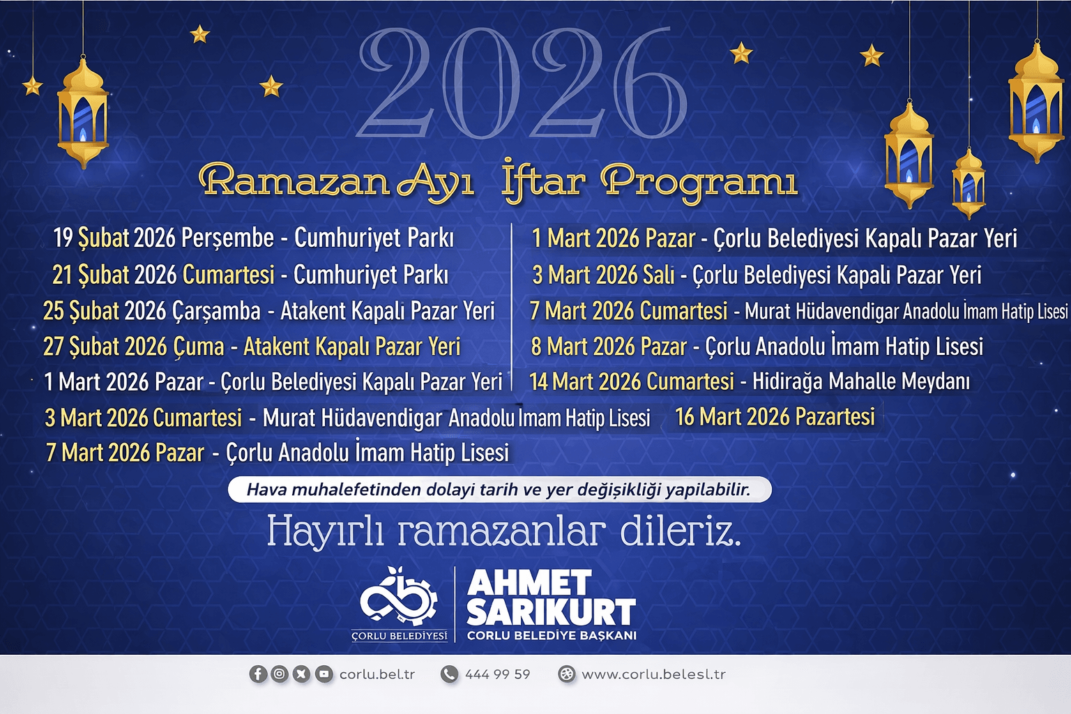 Çorlu’da İftar Sofraları Gönülleri Birleştiriyor