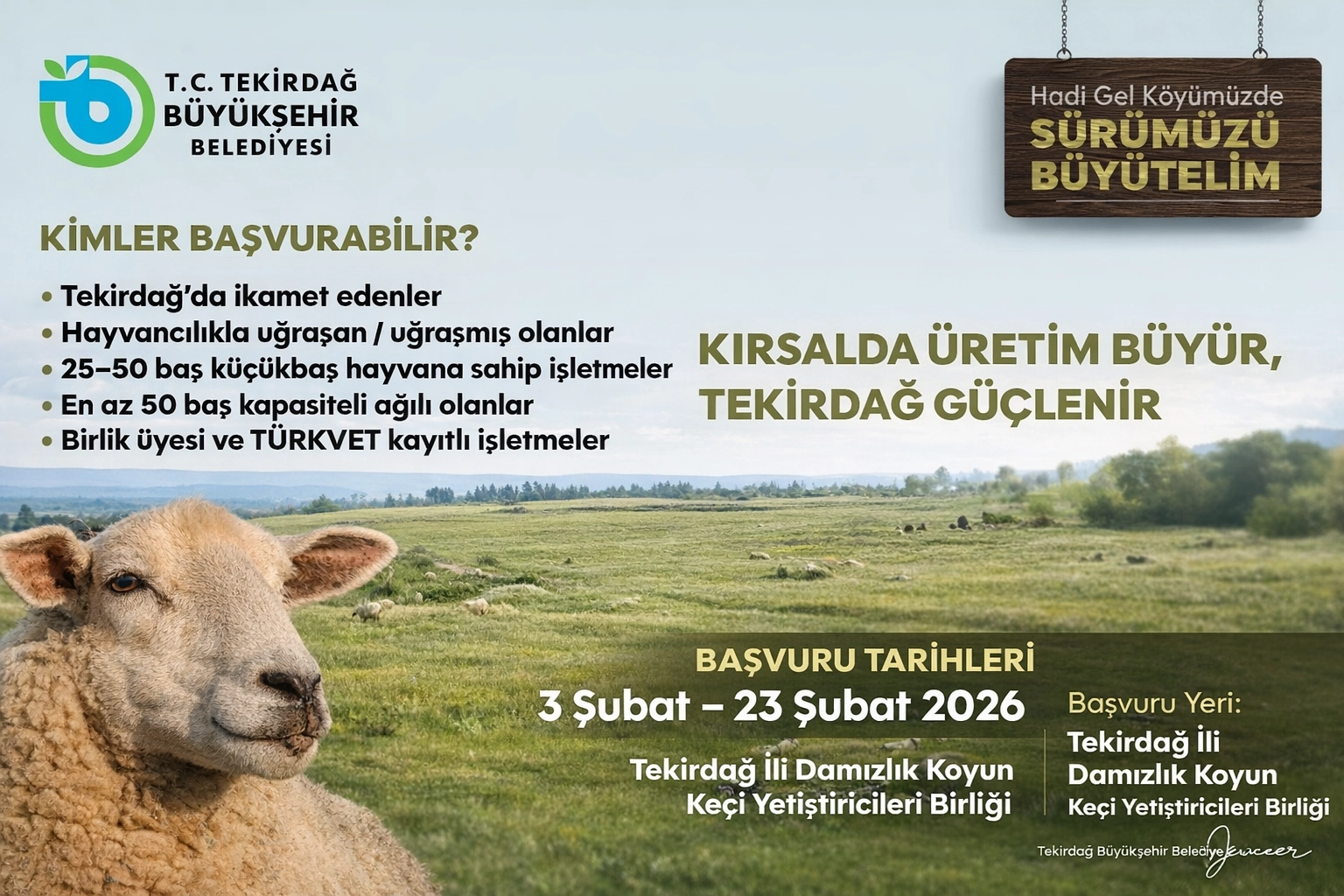 Tekirdağ’da Hayvancılığa Büyük Destek Başlıyor