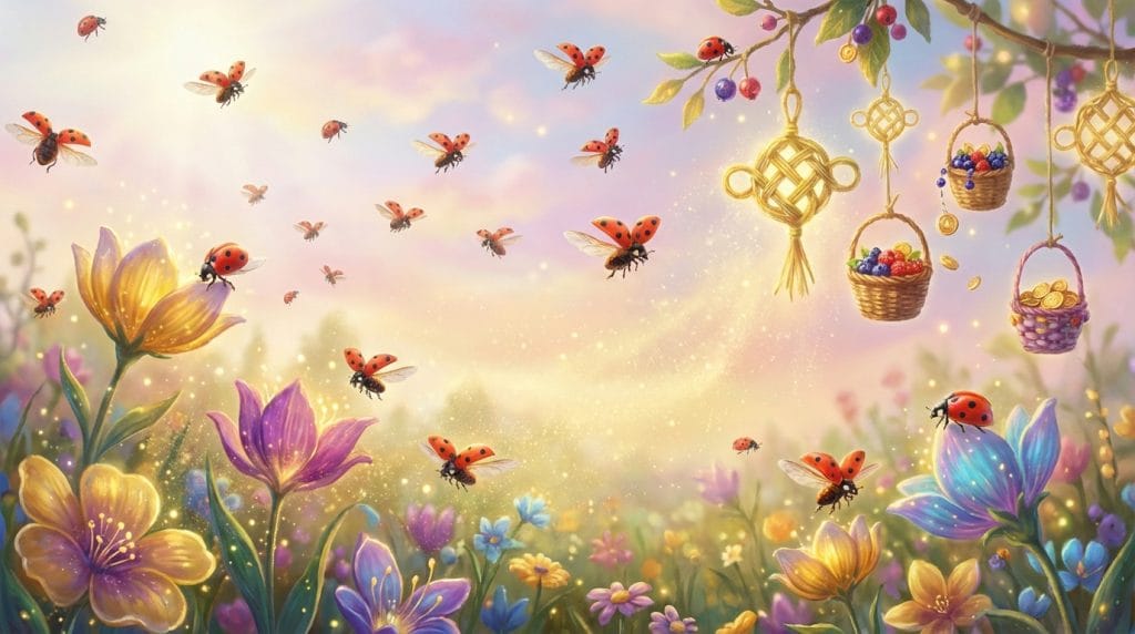 Rüyada uğur böceği sürüsü görmek, bolluk, bereket ve ardı ardına gelecek kısmetlere işaret eder.