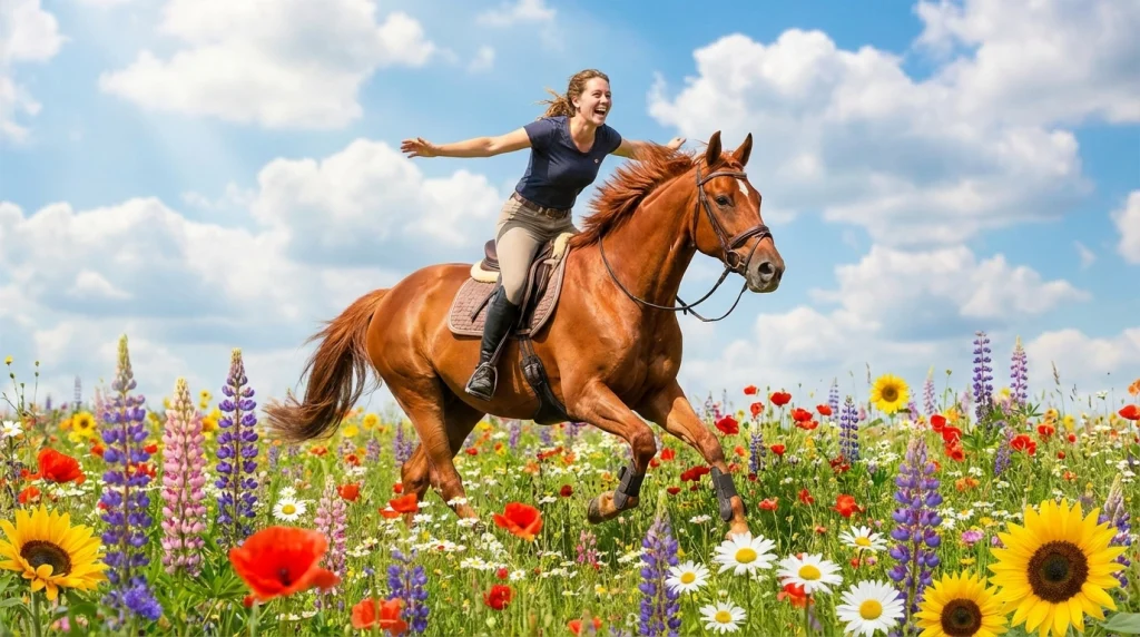 Uçsuz bucaksız yeşil bir vadide neşeyle at koşturmak, rüyada bereketli bir döneme girildiğine işarettir.