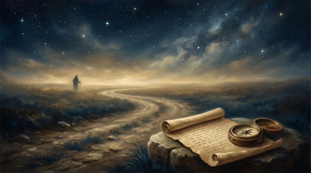 İslami rüya tabirlerinde hayat yolculuğunu ve iradeyi temsil eden otantik bir yol manzarası.