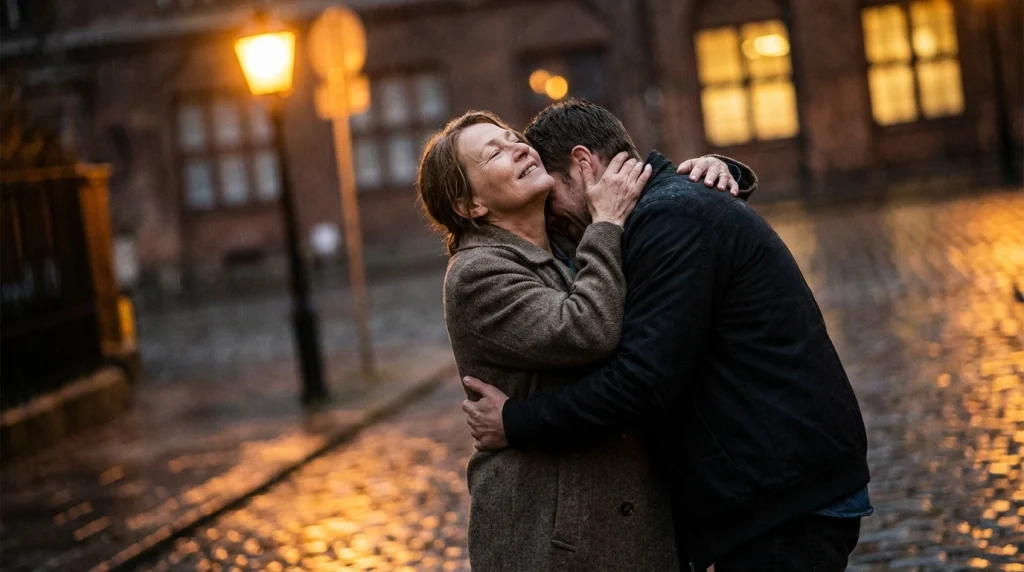 Rüyada tüm aramaların sonunda annesine kavuşan ve ona sıkıca sarılan bir kişinin huzur dolu anı.