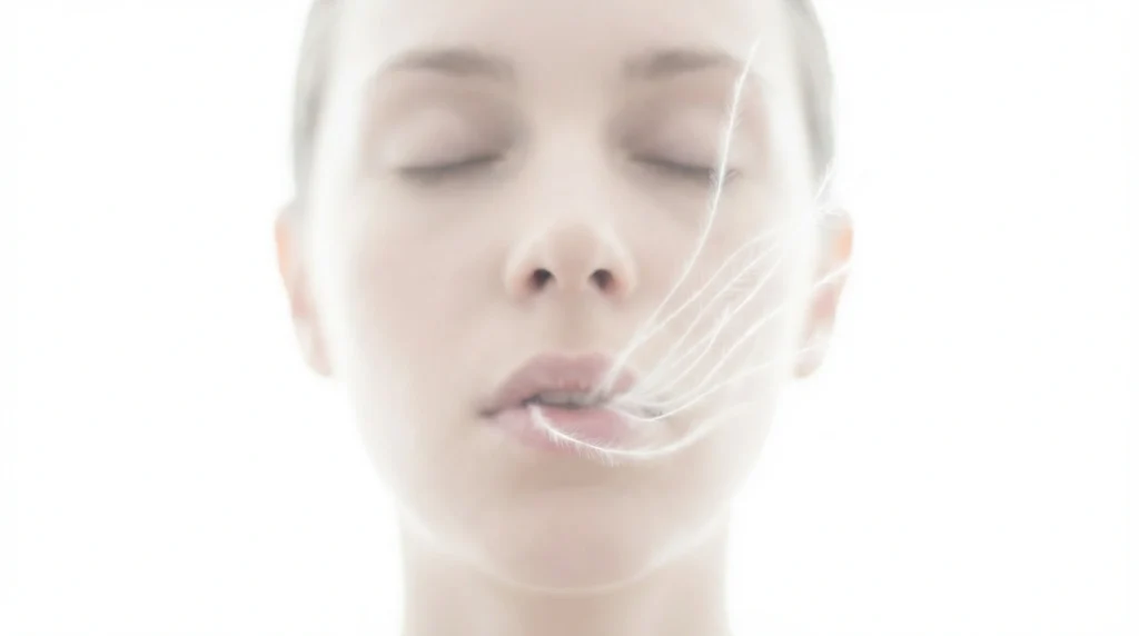 Rüyada ağızdan beyaz saç çıkmasının getirdiği huzur, bilgelik ve hastalıklardan kurtulma sevincini yansıtan aydınlık görsel.