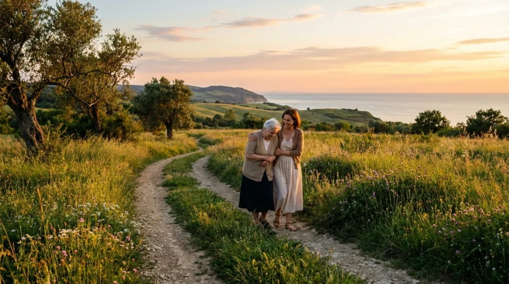 Rüyada anneyi öpmenin getireceği o derin huzuru ve hayatın fırtınalarına karşı şefkatin gölgesine sığınma hissini simgeleyen son kare.