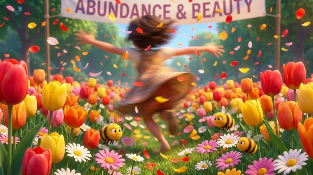 Hayatın en güzel döneminde gereksiz evhamlar yapmayı simgeleyen, çiçek bahçesinde arıdan kaçma sahnesi.