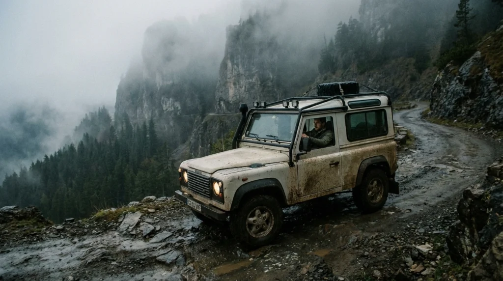 Rüyada engebeli ve dağlık yollarda araba sürerek hayatın zorluklarına karşı verilen mücadeleyi temsil eden görsel.