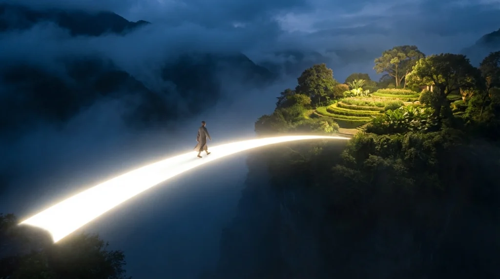 Rüyada sırat köprüsünden geçmek; dünya hayatındaki zorlukları başarıyla aşmaya ve selamete ermeye işaret eder.