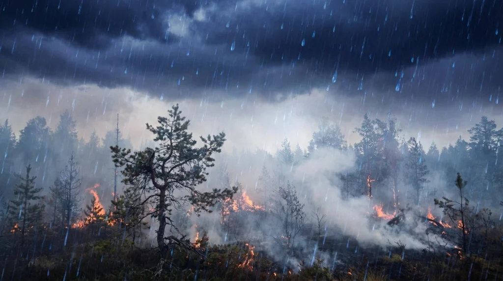 Rüyada yağmurun ateşi söndürmesi; kişinin kendi çabası dışında gelecek olan ilahi yardımı ve dertlerin kendiliğinden bitişini müjdeler.