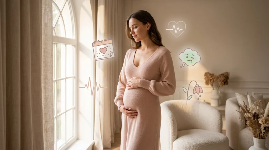 Erken dönem hamilelik belirtileri nelerdir? Adet gecikmesi, yerleşme kanaması, mide bulantısı ve kasık ağrısı gibi gebelik işaretleri hakkında kapsamlı sağlık rehberi.