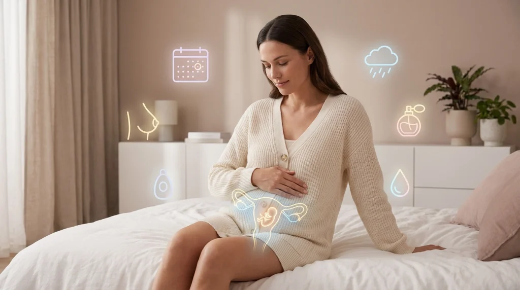 Erken dönem hamilelik belirtileri nelerdir? Adet gecikmesi, yerleşme kanaması, mide bulantısı ve kasık ağrısı gibi gebelik işaretleri hakkında kapsamlı sağlık rehberi.