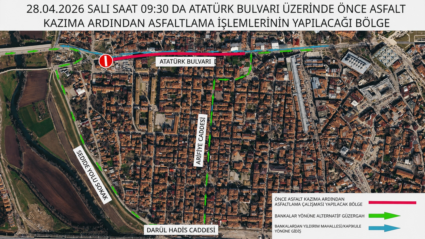 Edirne Atatürk Bulvarı’nda Asfalt Çalışması