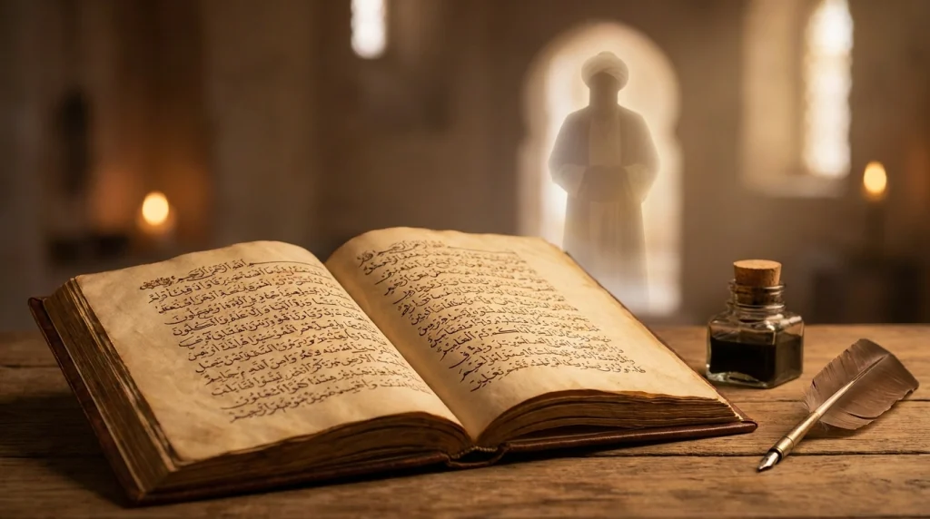 İslami kaynaklara göre rüyada amir görmenin hikmetini anlatan, kadim kitaplar ve mistik bir atmosfer.