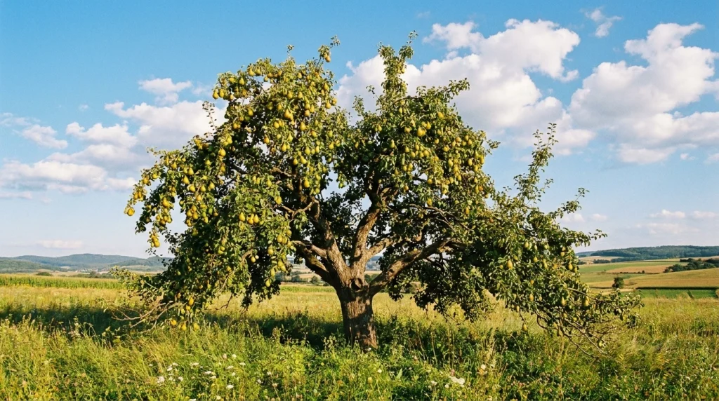 Rüyada güneşli bir günde, ağacın dalından taze bir armut koparan bir el. (Helal kazanç ve başarı).