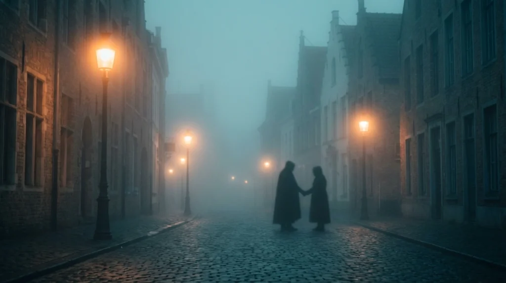 Rüyada hiç tanınmayan gizemli birine duyulan aşkı simgeleyen puslu ve romantik bir buluşma anı.