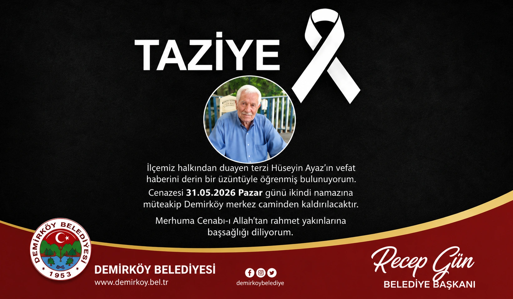 Demirköy’ün duayen terzisi Hüseyin Ayas vefat etti