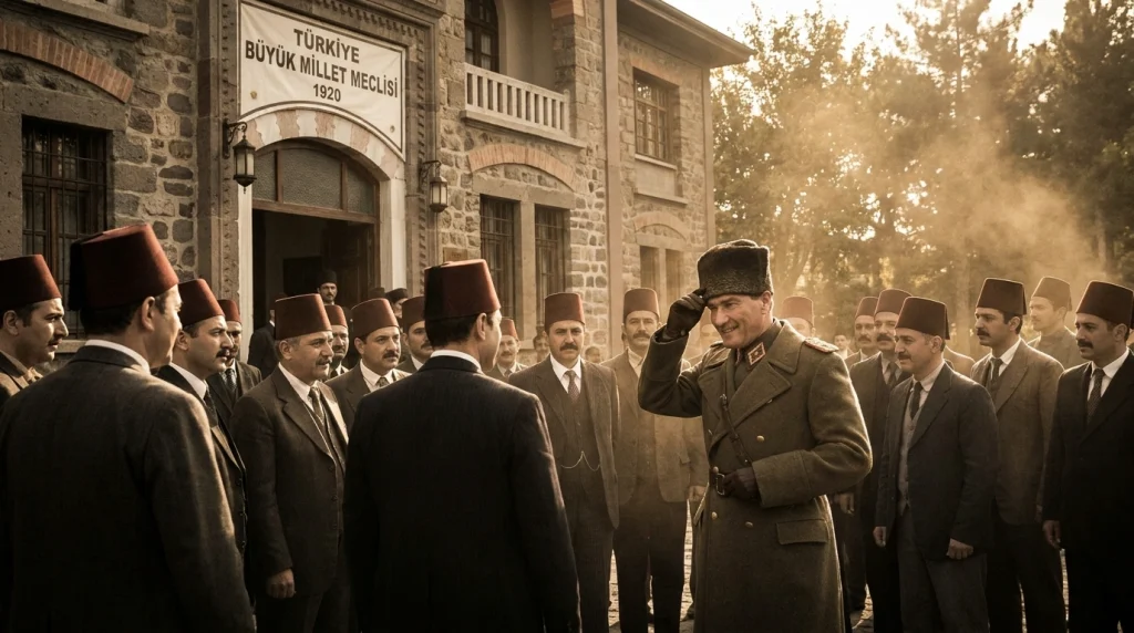 Rüyada Atatürk'ü beyaz bir at üzerinde, muzaffer bir komutan edasıyla gösteren epik dijital sanat çalışması.