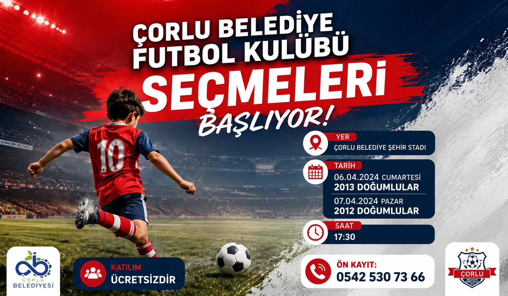 Çorlu’da Geleceğin Yıldızları İçin Altyapı Seçmeleri Başlıyor