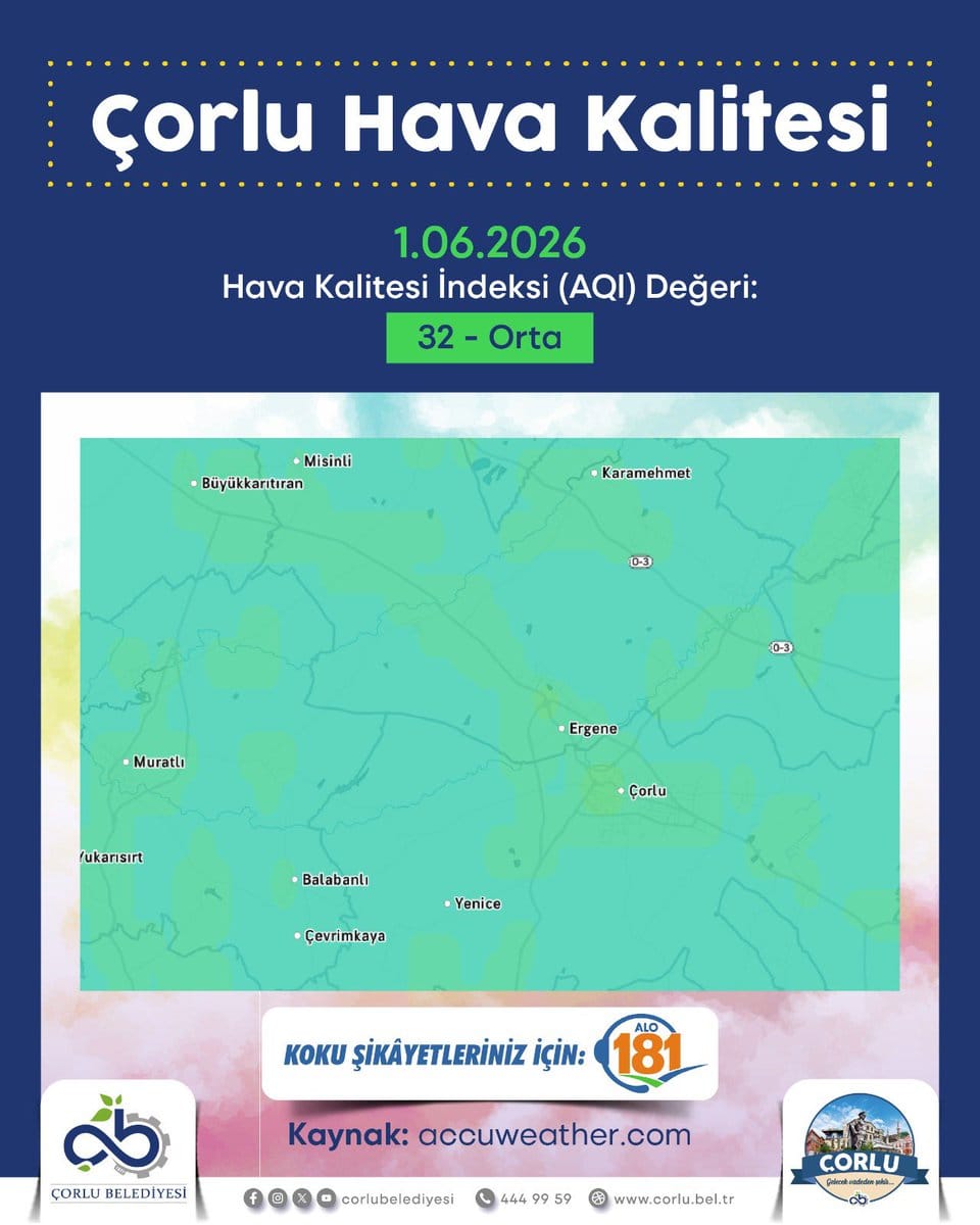 Çorlu’da Hava Kalitesi 32: Kötü Koku Şikayetleri İçin ALO 181