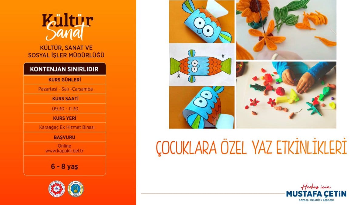 Kapaklı’da 6-8 Yaş Çocuklar İçin Yaz Etkinlikleri Başlıyor
