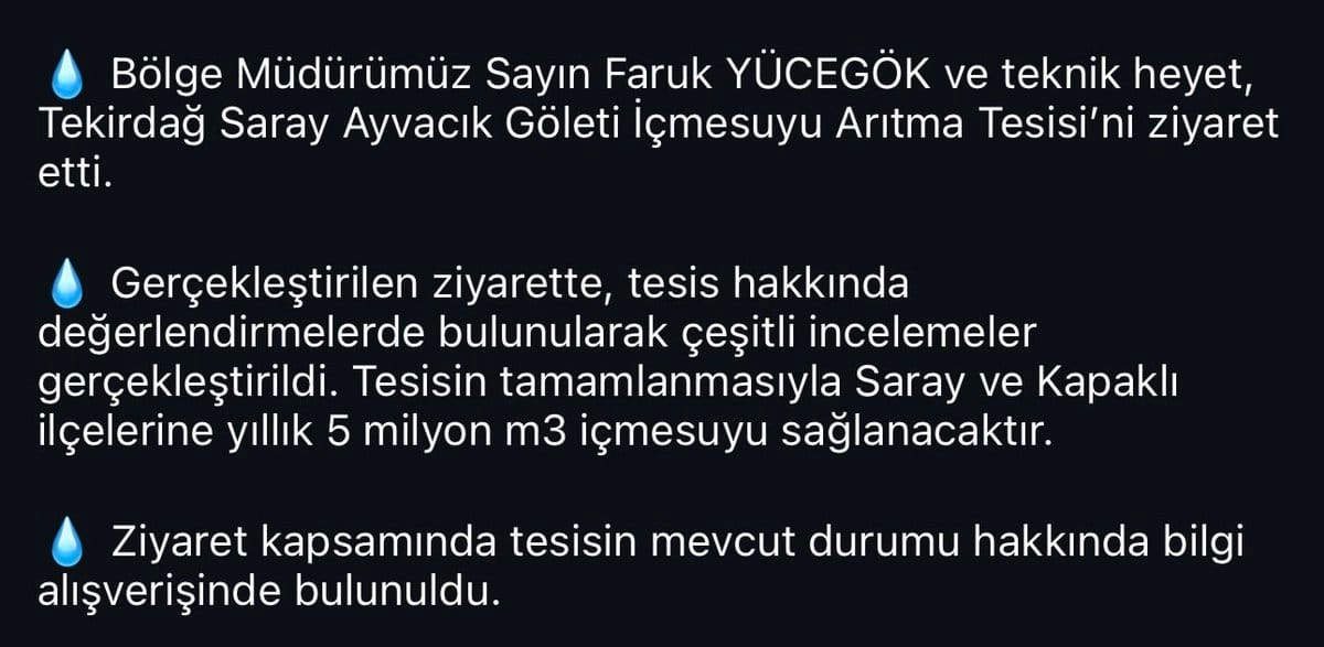 DSİ Bölge Müdürü Saray Ayvacık İçmesuyu Tesisini Ziyaret Etti