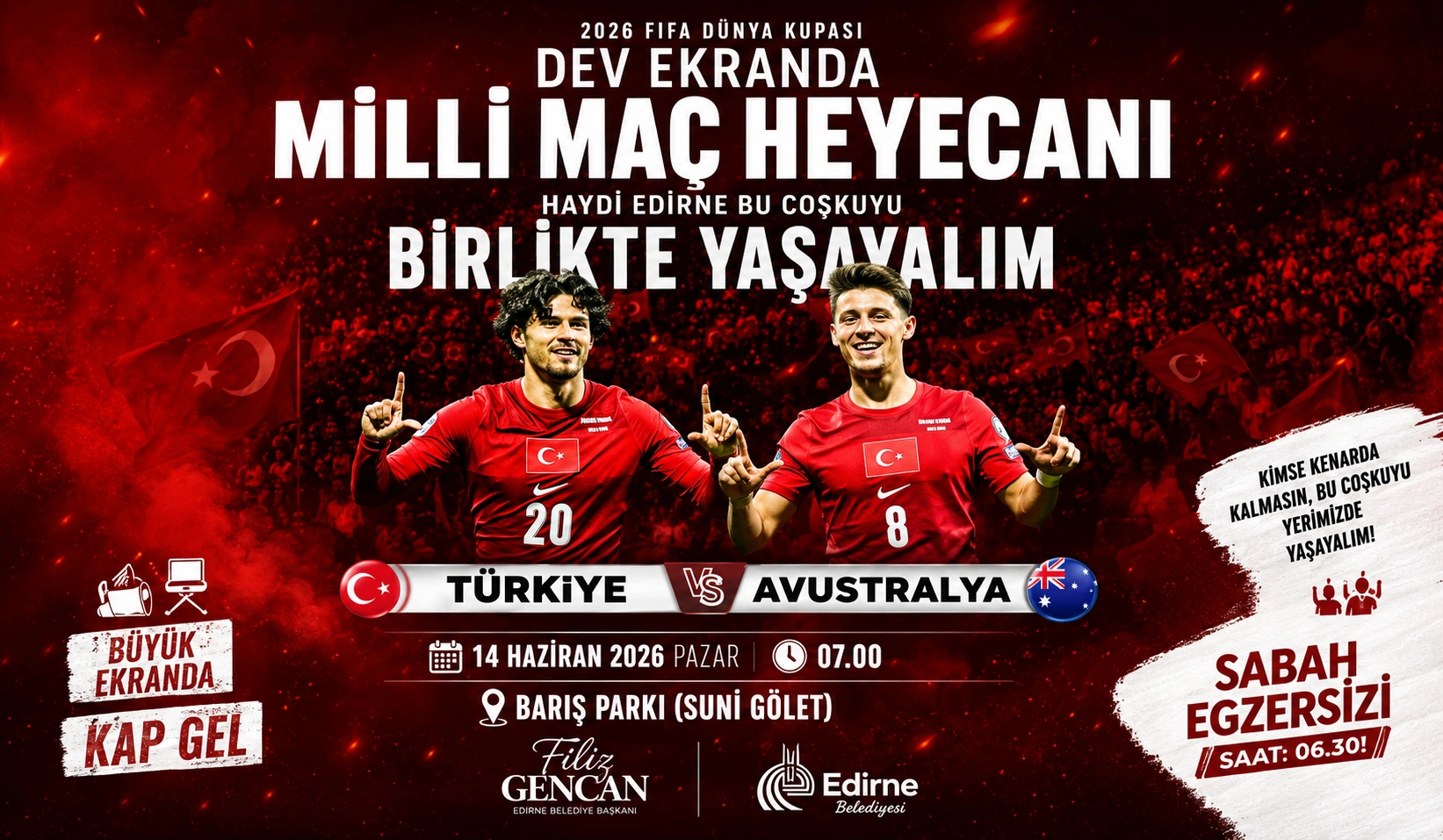 Milli Takım’a dev ekrandan destek: Çay simit bizden