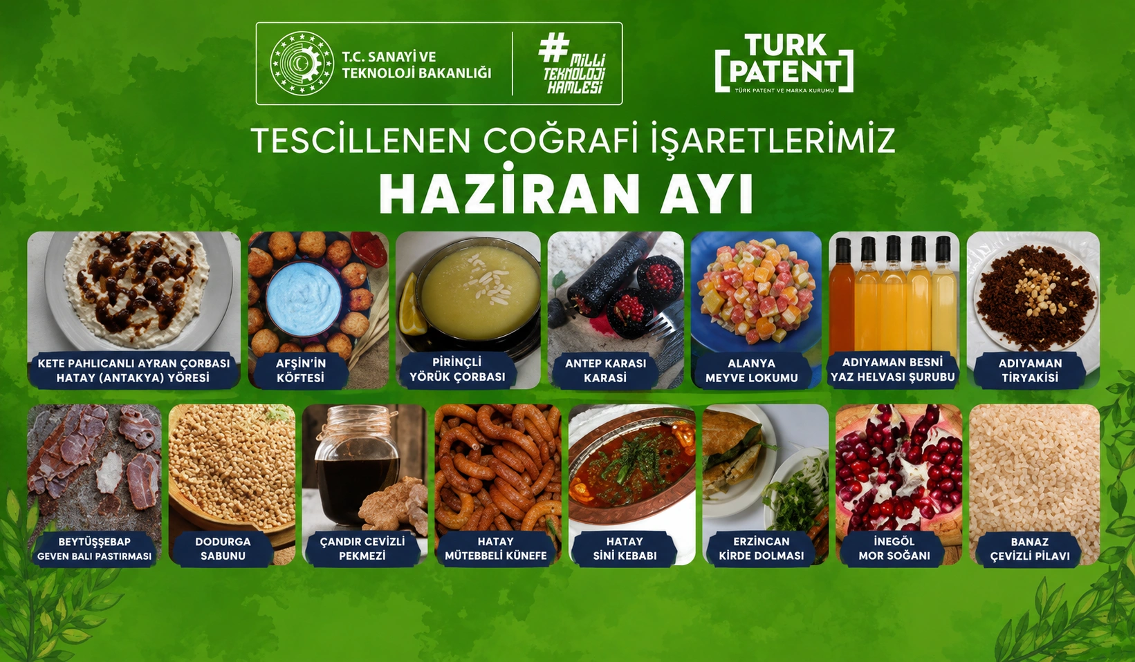 Haziran Ayında Tescillenen 15 Coğrafi İşaret