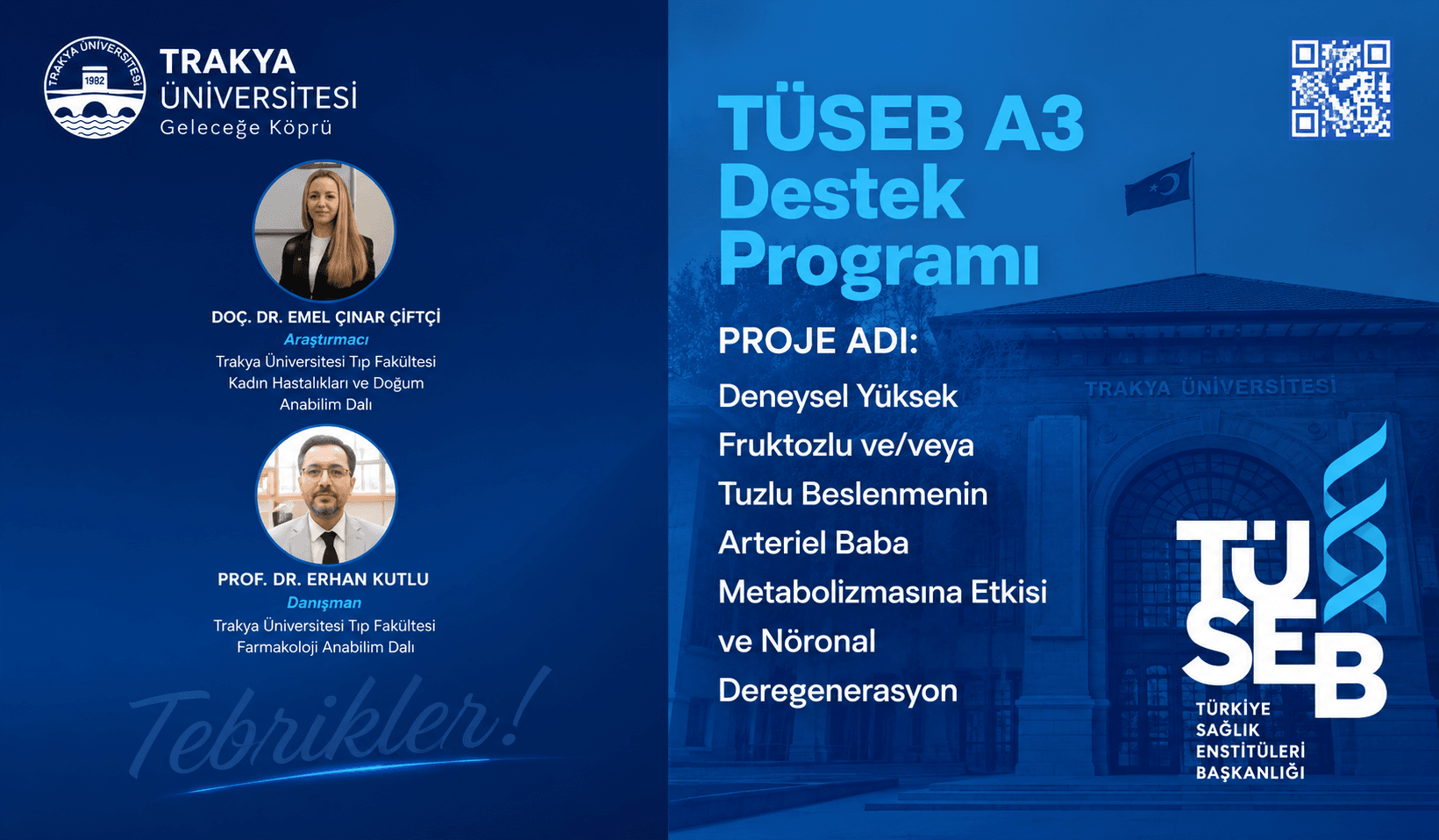 Trakya Üniversitesi’nden Alzheimer araştırmasına TÜSEB desteği
