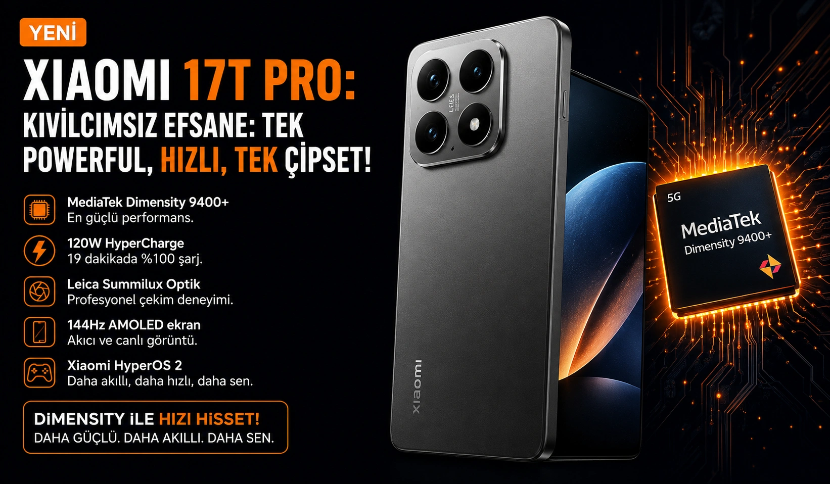 Xiaomi 17T Pro, MediaTek Dimensity 9500 ile Geliyor