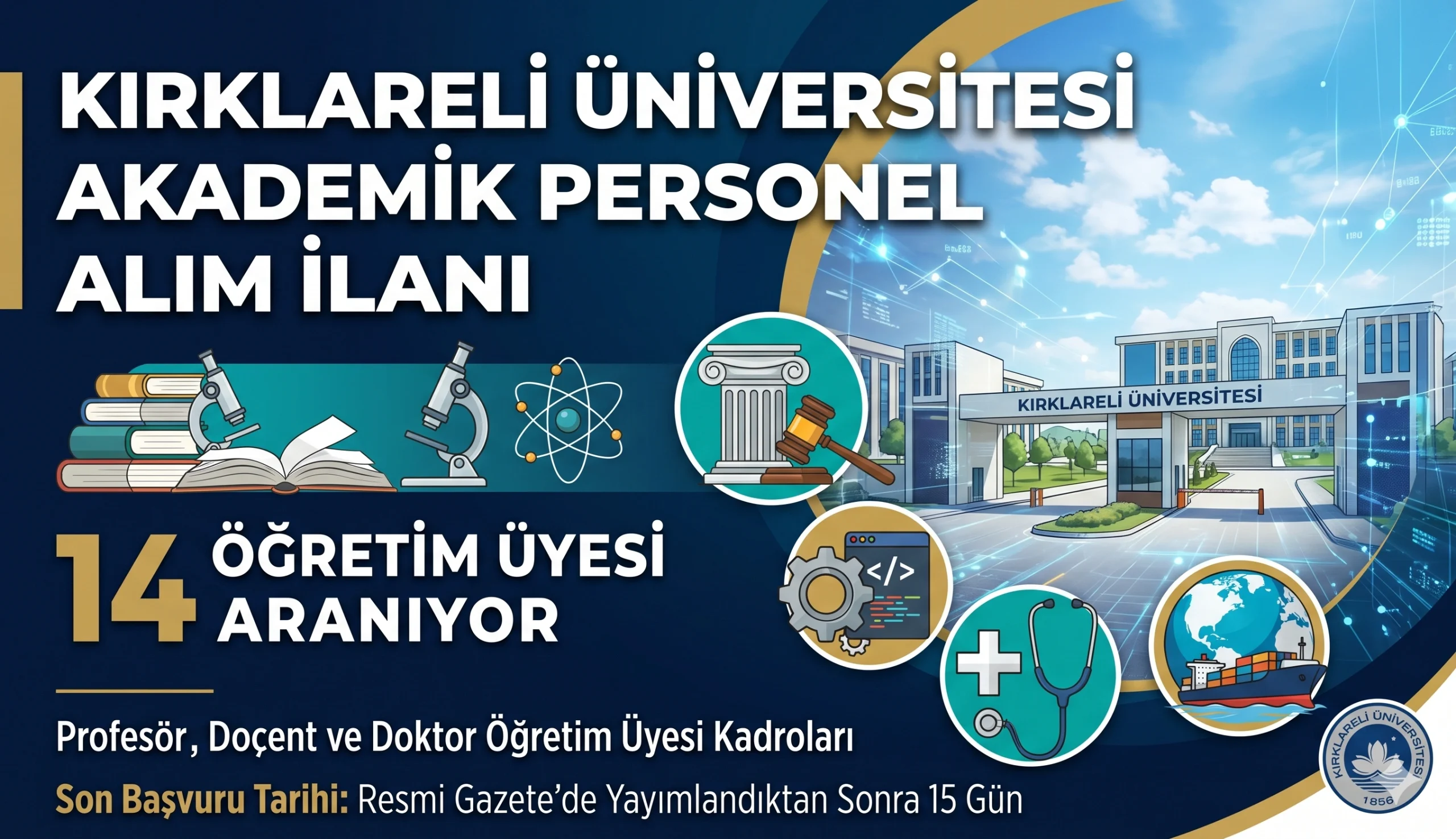 Kırklareli Üniversitesi 14 Akademik Personel Alımı Yapacak