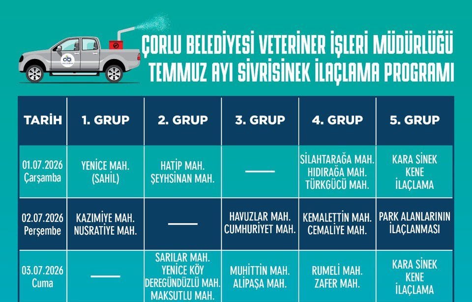 Çorlu’da sivrisinek ve keneyle mücadele: Her akşam ilaçlama