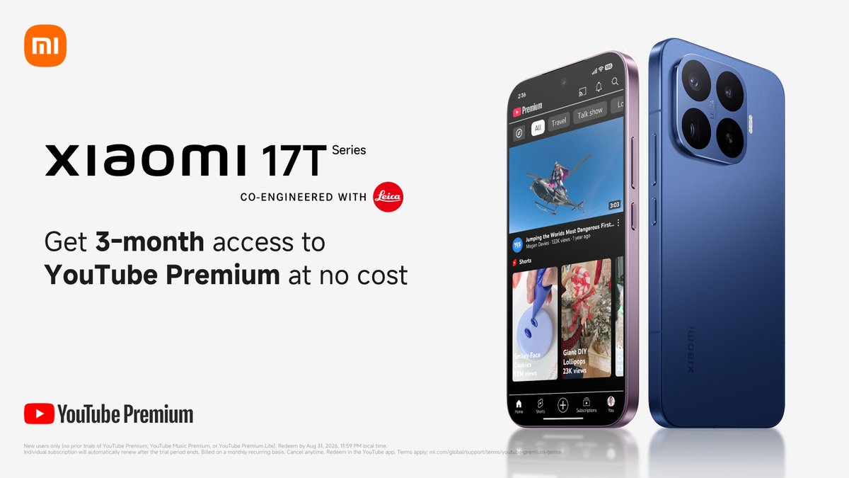 Xiaomi 17T Serisi ile 7 Ay Ücretsiz Premium Müzik ve Video