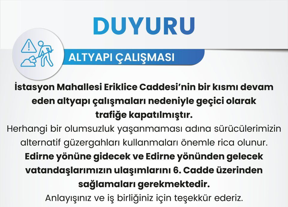 Eriklice Caddesi Trafiğe Kapatıldı: Alternatif Güzergahlar Kullanın