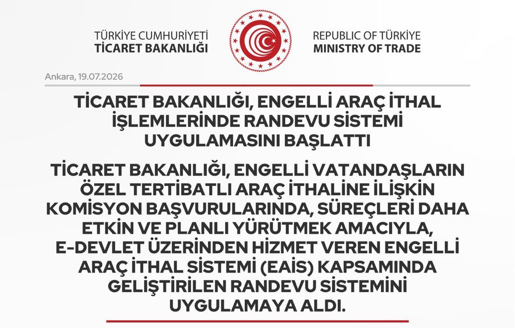 Engelli Araç İthalinde Randevu Sistemi Başladı