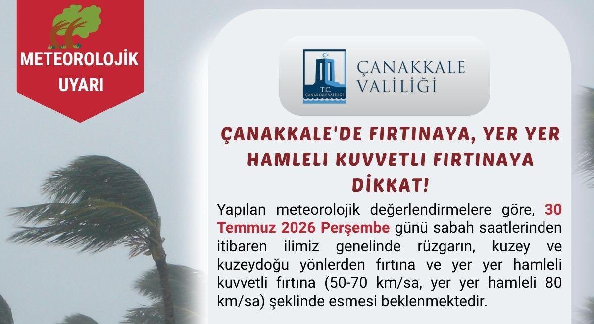 Çanakkale’de Fırtına Uyarısı: Bugün Dikkatli Olun!