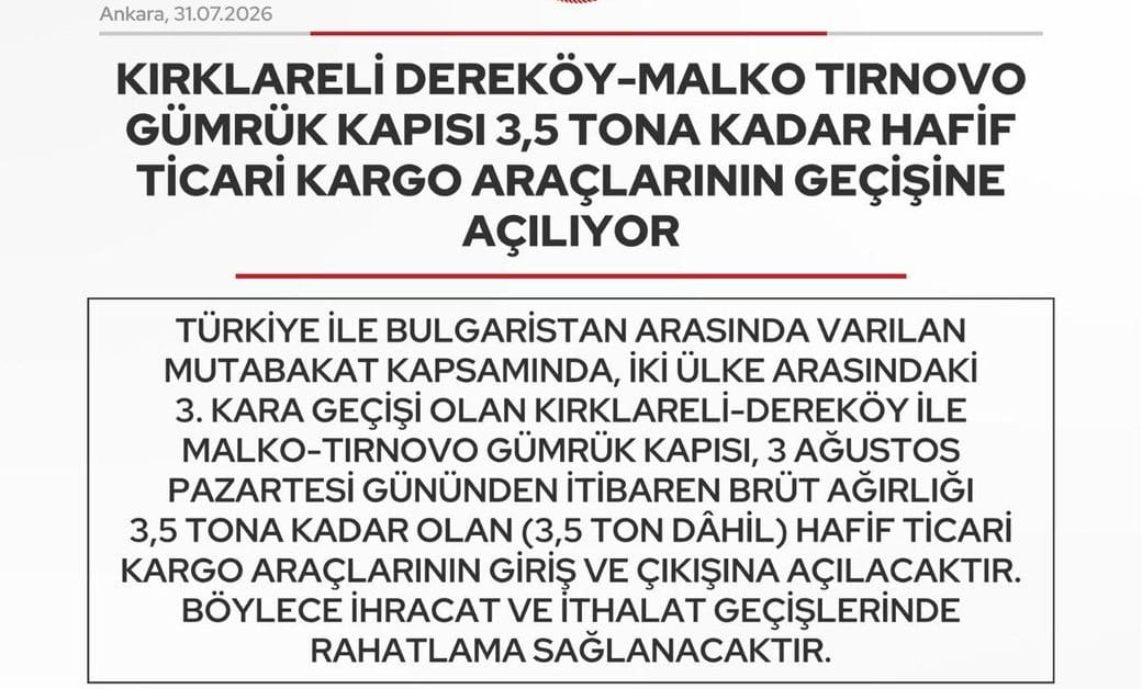 Dereköy Sınır Kapısı Hafif Ticari Araçlara Açılıyor