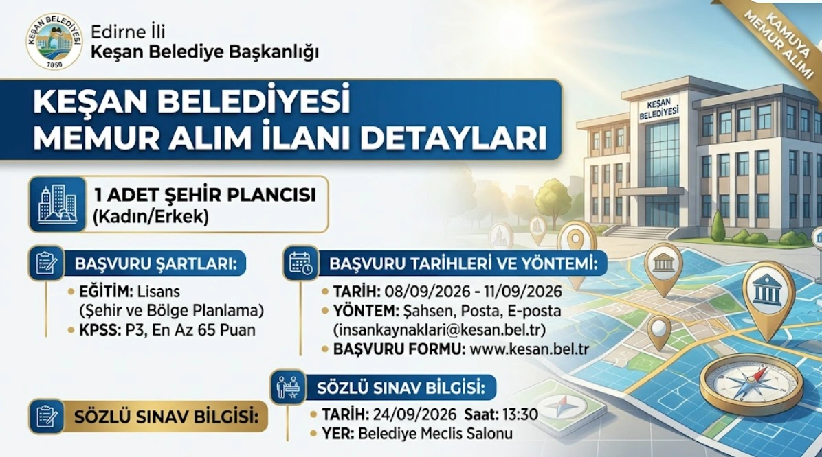Keşan Belediyesi Memur Alım İlanı Detayları