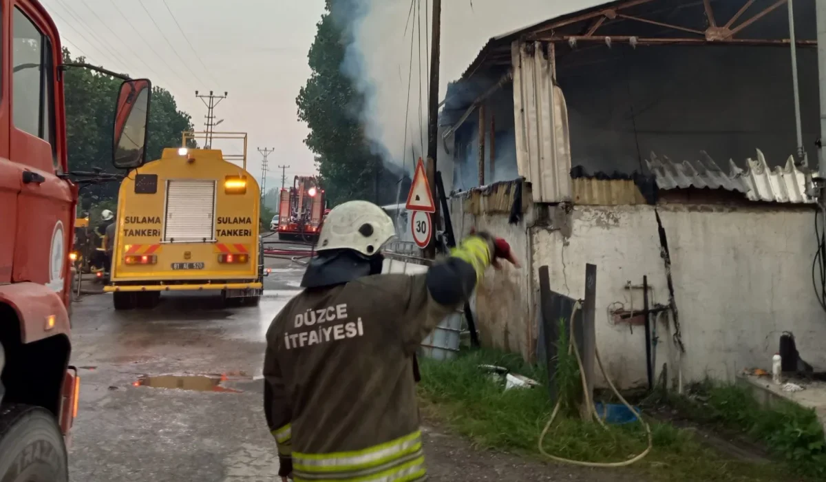 Düzce’de kereste fabrikasında yangın: Büyük hasar