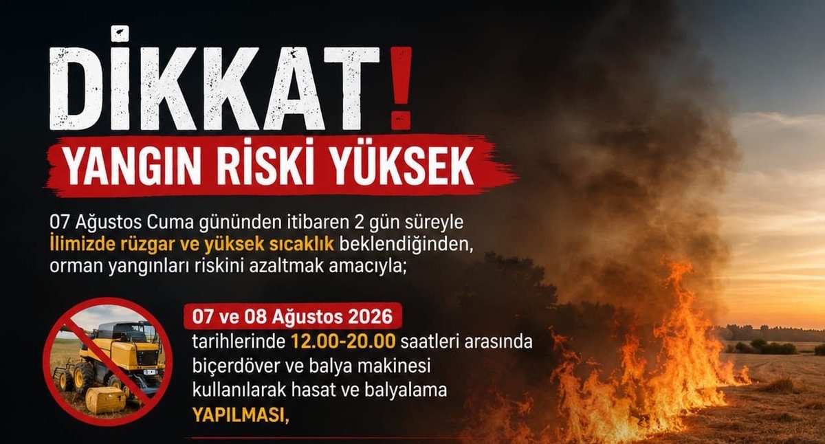 Yangın Riskine Karşı Kırklareli’de Hasat ve Kaynak Yasağı