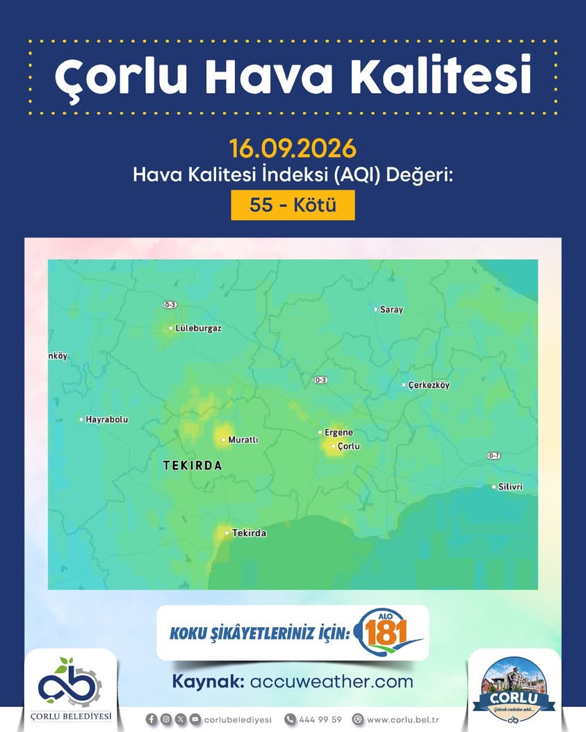 Çorlu’da Hava Kalitesi 55: Kötü Kokudan Şikayetçi misiniz?