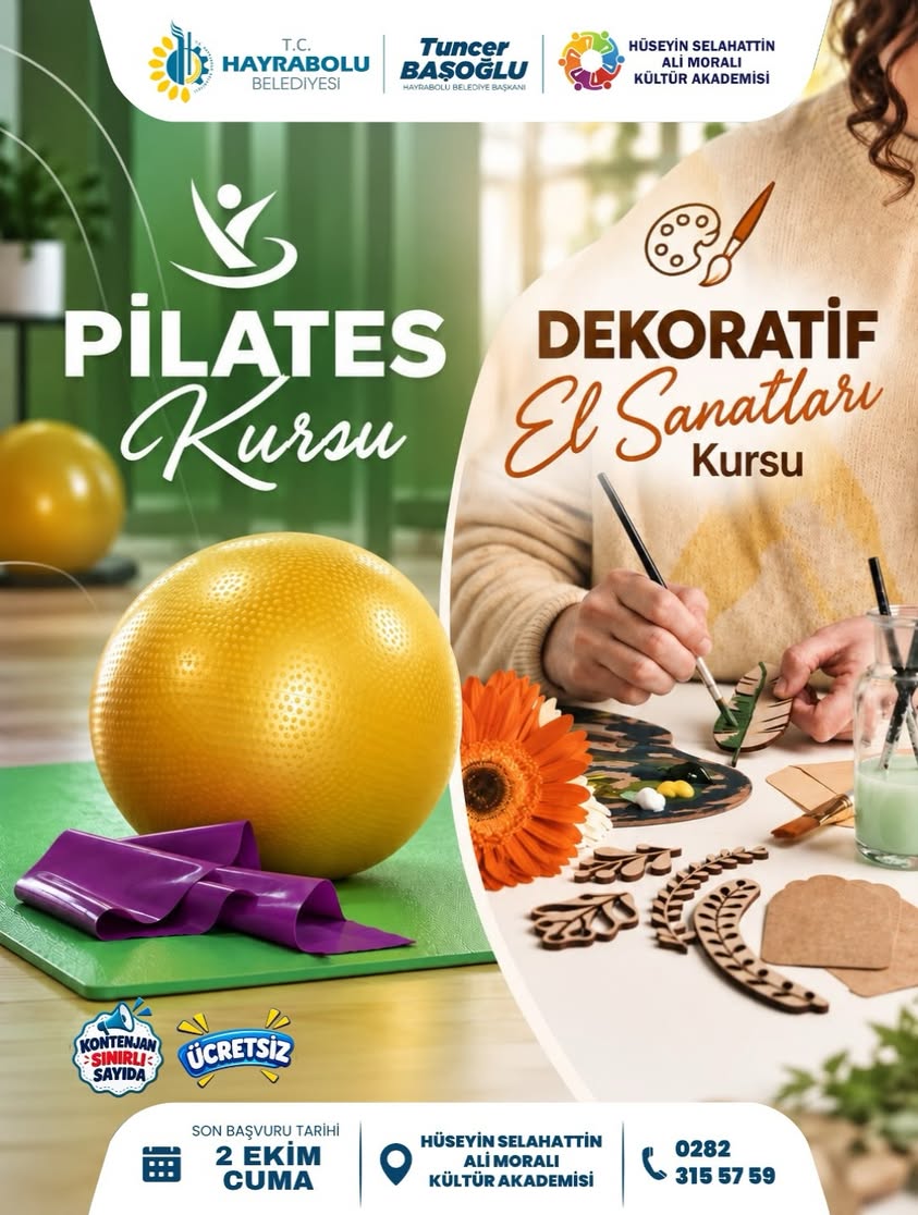 Hayrabolu’da Ücretsiz Pilates ve El Sanatları Kursu