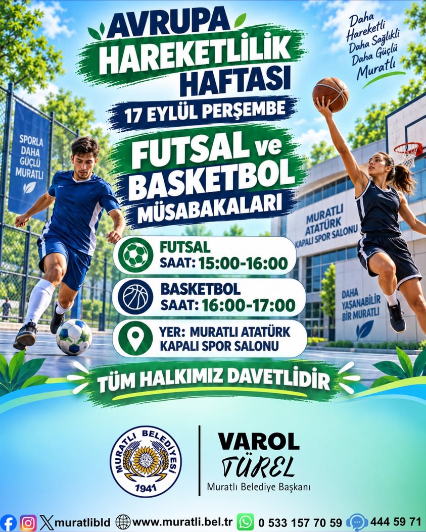 17 Eylül’de Muratlı’da Futsal ve Basketbol Coşkusu