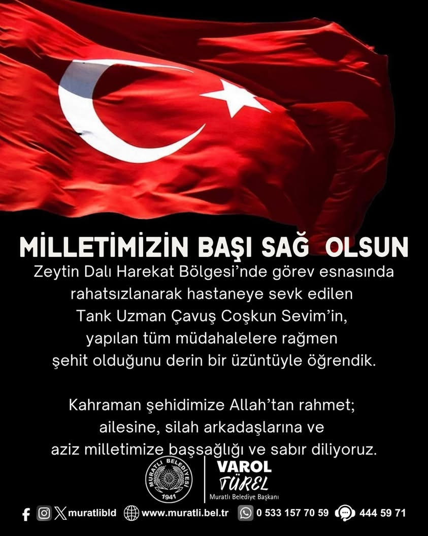 Zeytin Dalı’nda Şehit Düşen Tank Uzman Çavuş Coşkun Sevim